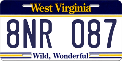 WV license plate 8NR087