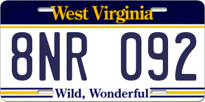 WV license plate 8NR092