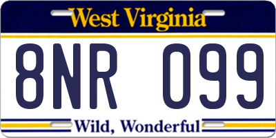 WV license plate 8NR099