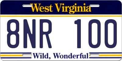 WV license plate 8NR100
