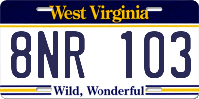 WV license plate 8NR103