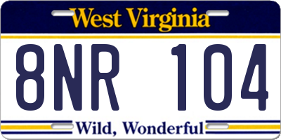 WV license plate 8NR104
