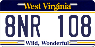 WV license plate 8NR108