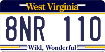 WV license plate 8NR110