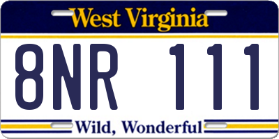 WV license plate 8NR111