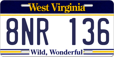 WV license plate 8NR136