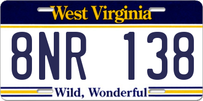 WV license plate 8NR138
