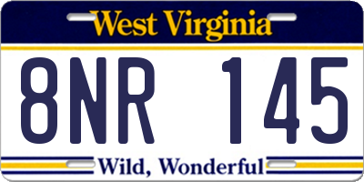 WV license plate 8NR145