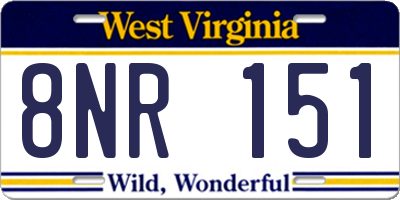 WV license plate 8NR151