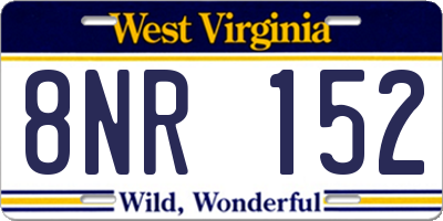 WV license plate 8NR152