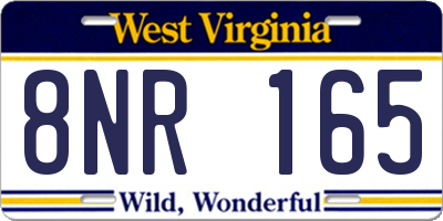 WV license plate 8NR165