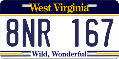 WV license plate 8NR167