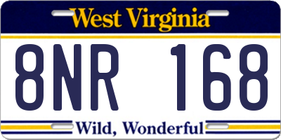 WV license plate 8NR168