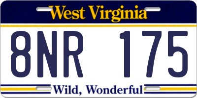WV license plate 8NR175