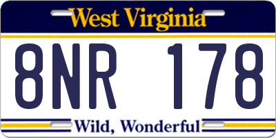 WV license plate 8NR178