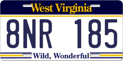 WV license plate 8NR185