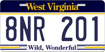 WV license plate 8NR201