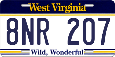 WV license plate 8NR207