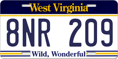WV license plate 8NR209