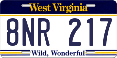 WV license plate 8NR217