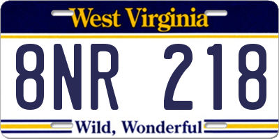 WV license plate 8NR218