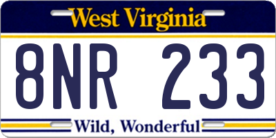 WV license plate 8NR233