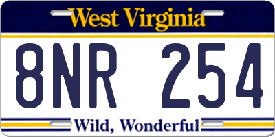 WV license plate 8NR254