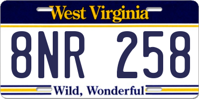 WV license plate 8NR258