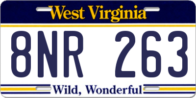 WV license plate 8NR263
