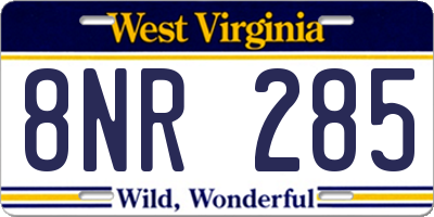 WV license plate 8NR285