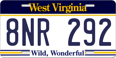 WV license plate 8NR292