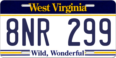 WV license plate 8NR299