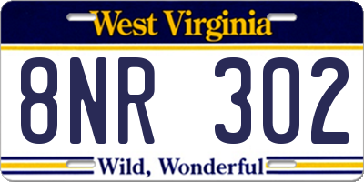 WV license plate 8NR302