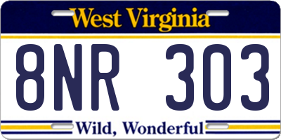 WV license plate 8NR303