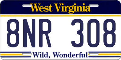 WV license plate 8NR308