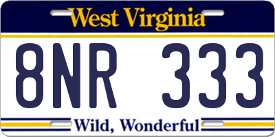 WV license plate 8NR333