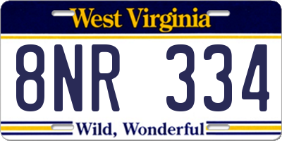 WV license plate 8NR334
