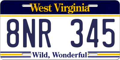 WV license plate 8NR345