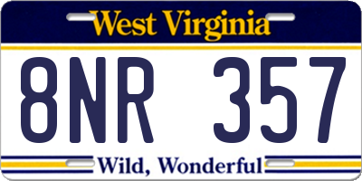 WV license plate 8NR357