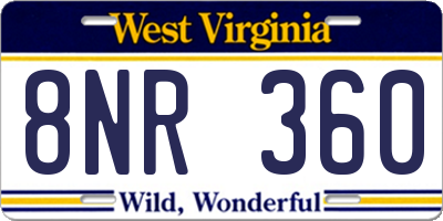 WV license plate 8NR360