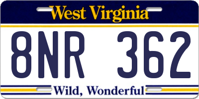 WV license plate 8NR362