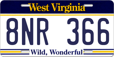 WV license plate 8NR366