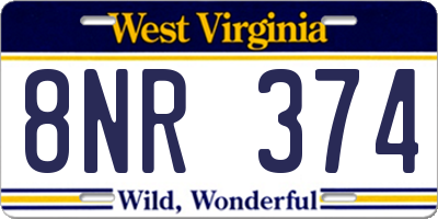 WV license plate 8NR374