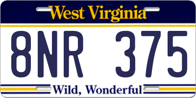 WV license plate 8NR375