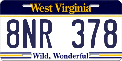 WV license plate 8NR378
