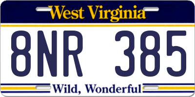 WV license plate 8NR385