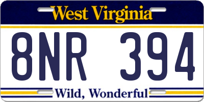 WV license plate 8NR394