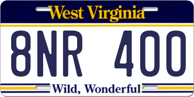 WV license plate 8NR400
