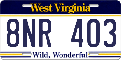 WV license plate 8NR403