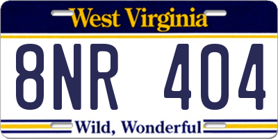 WV license plate 8NR404